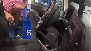 driving naked to a gas station and cumming at the pump