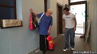 he helps blonde granny